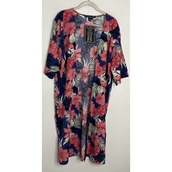 Cg Couture Jems Floral Hawaiian Short Sleeve Open Kimono Size M/L New - Picture 2 of 4